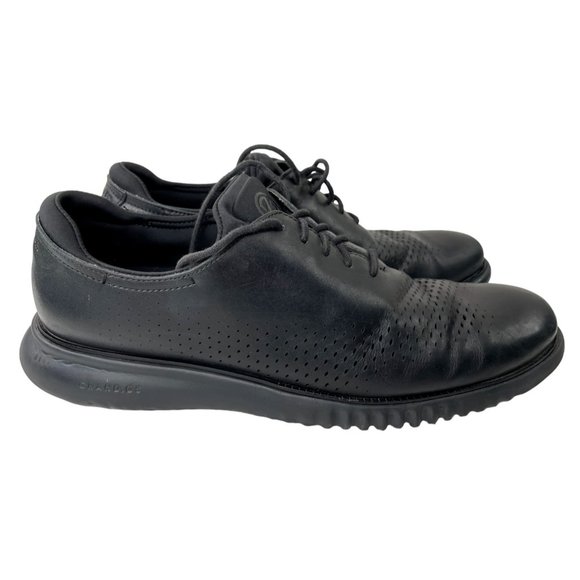 Cole Haan Men's 2.ZeroGrand Black Leather Laser Cut Oxfords Sz 11.5M (C23832) - Picture 1 of 7